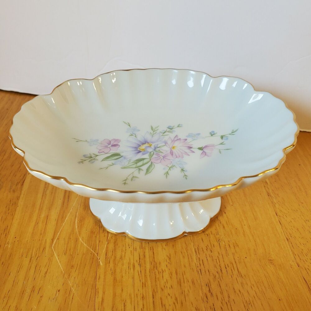 Pickard Porcelain Dish 6x4.5" Hand Decorated Floral Pattern Gold Trim